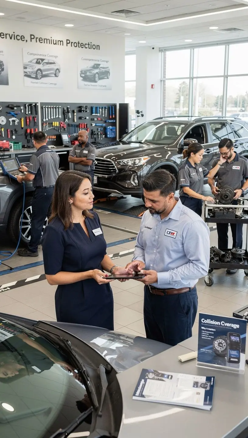 Zderzenie samochodu z niskim udziałem własnym, przedstawiające uszkodzenia i pomoc drogową.