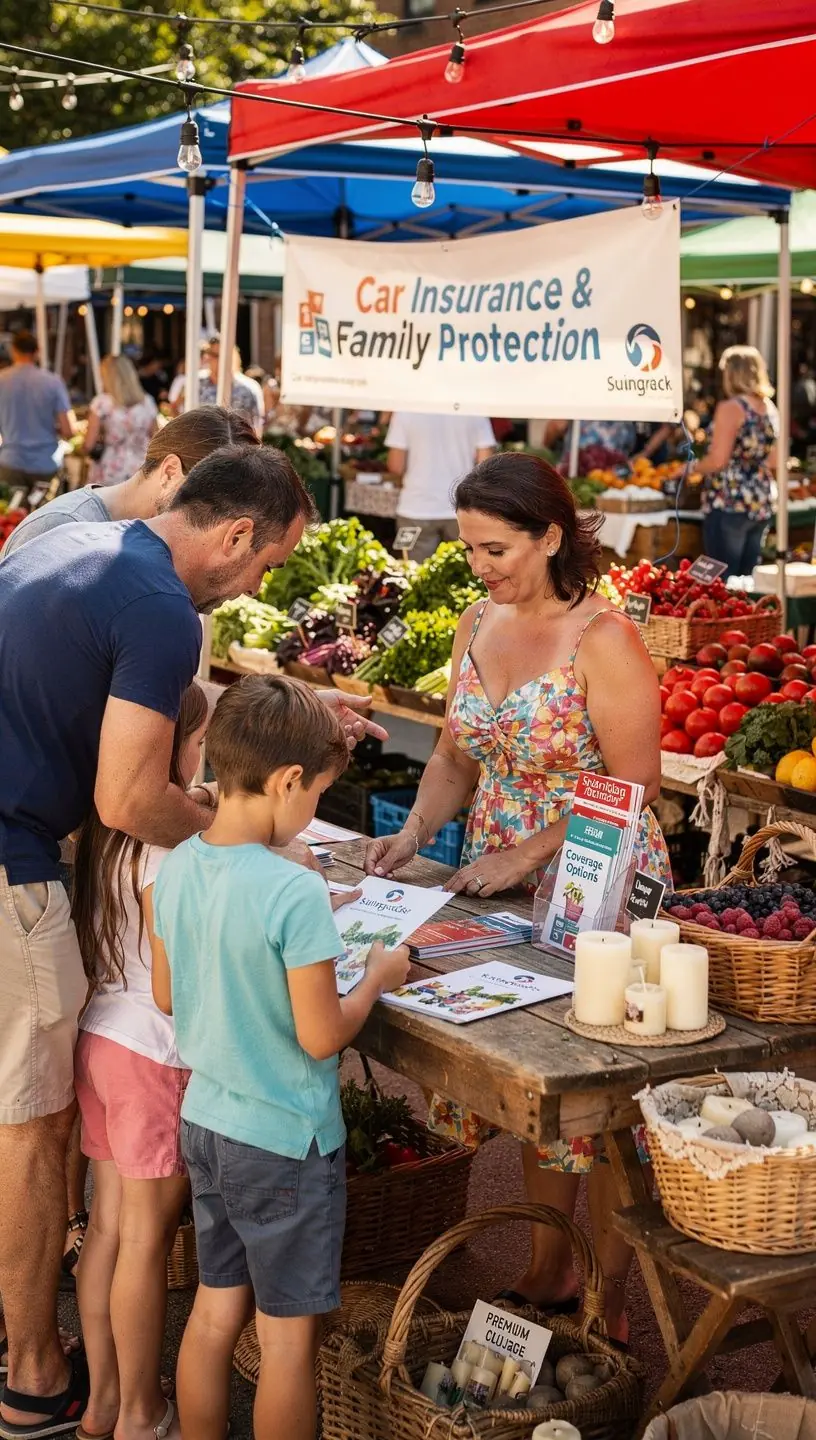 Zadowolona rodzina podróżująca nowym samochodem, ciesząca się pełnym ubezpieczeniem premium.